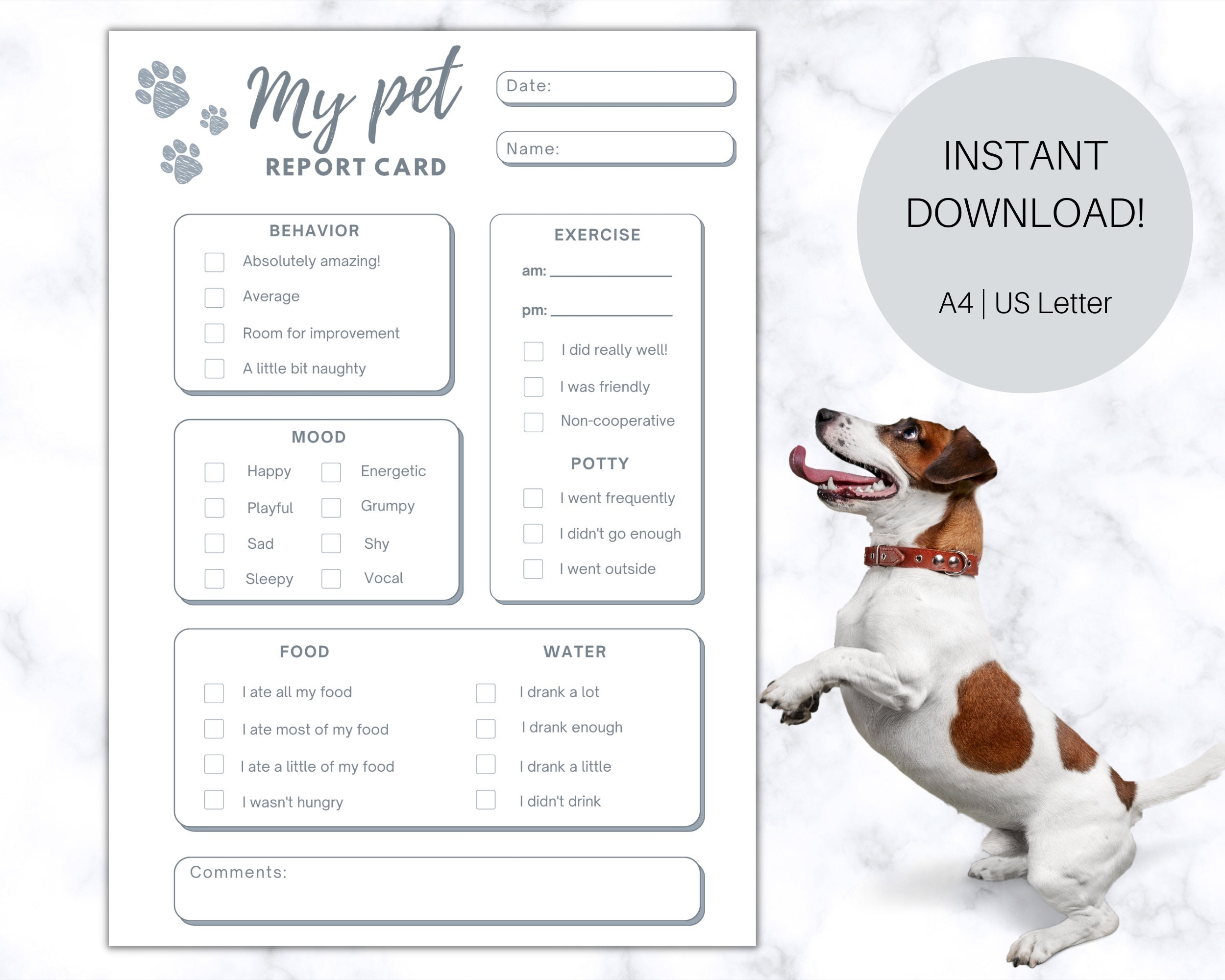 Printable Dog Daycare Report Card Template DRCullings Templates