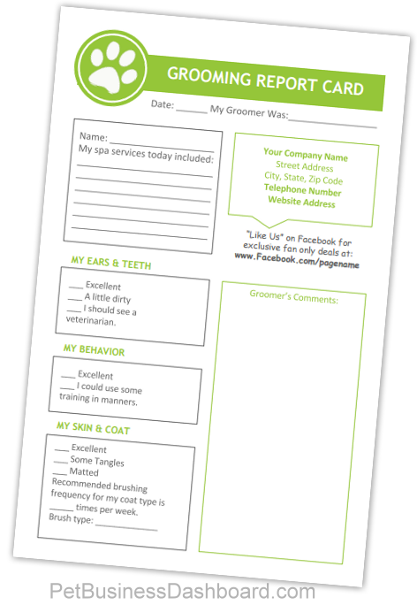 free printable dog grooming client record card template