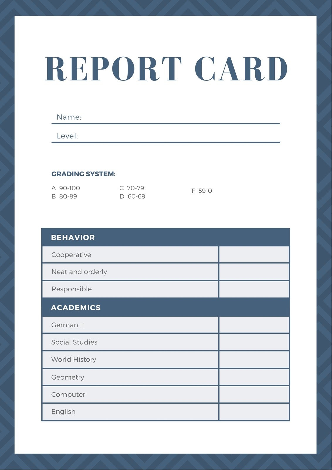 downloadable printable report card template