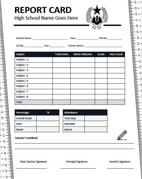 Printable Downloadable Report Card Template