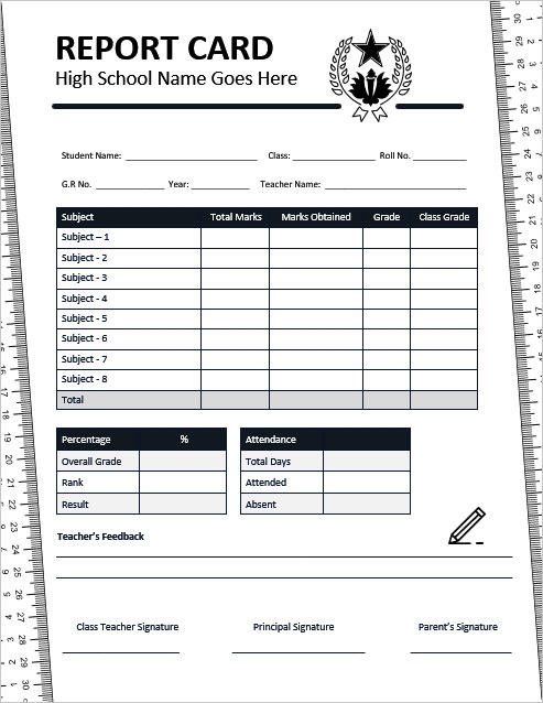Printable Downloadable Report Card Template
