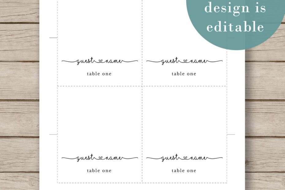 Printable Escort Card Template Place Card Template Tent