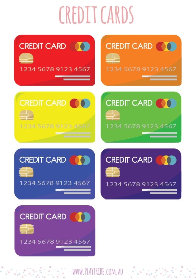 fake play credit card printable template