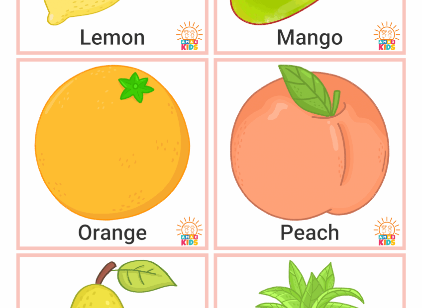Printable Flashcards For Kids Fruits And Vegetables Amax Kids