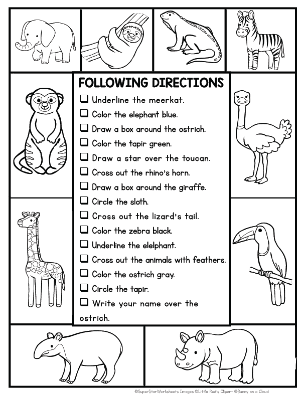 Printable Following Directions Worksheets Pdf Free Worksheets Printable