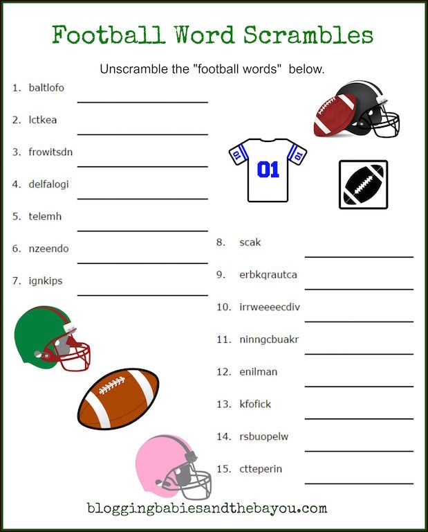 football printable activities
