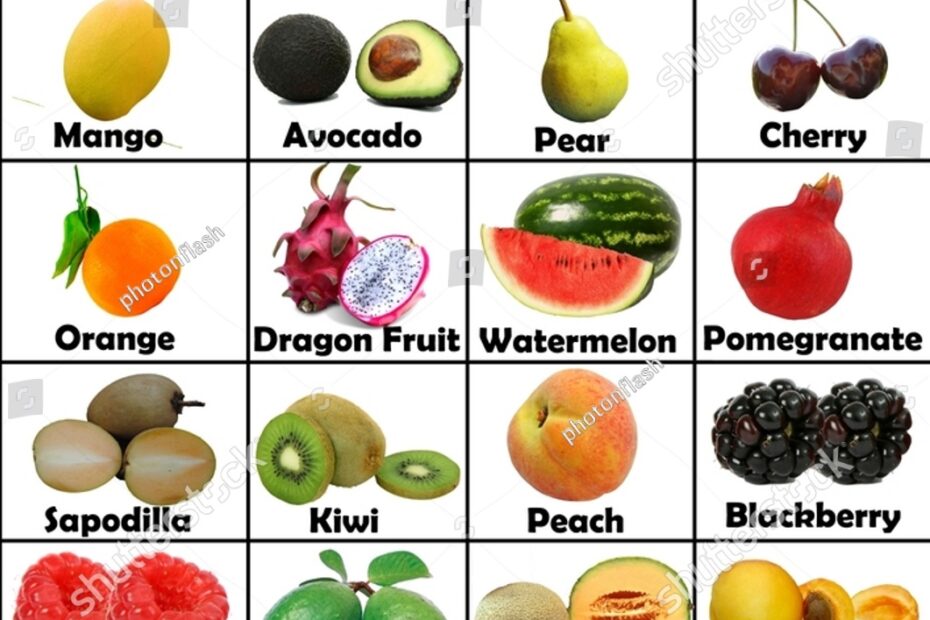 Printable Fruits Chart Kids Learning Stock Illustration 2263300495