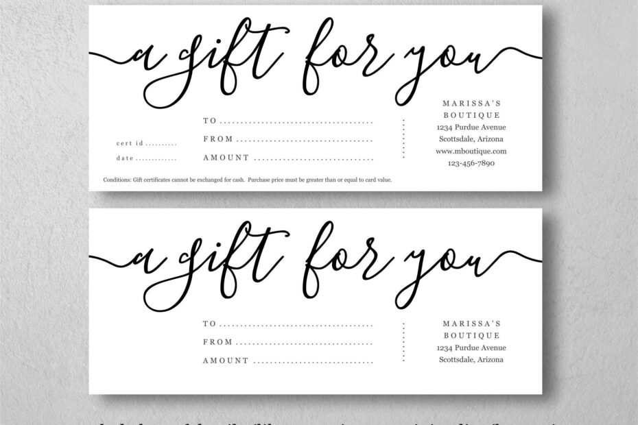 Printable Gift Certificate Template Gift Card Maker Simple Rustic