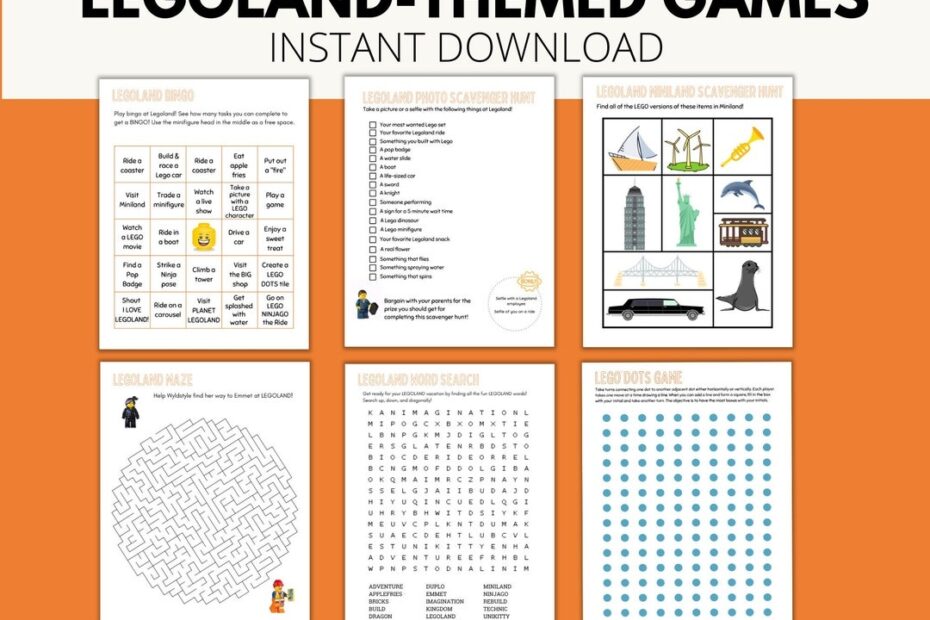 Printable LEGOLAND Games Activity Pack For Family Road Trip Flying