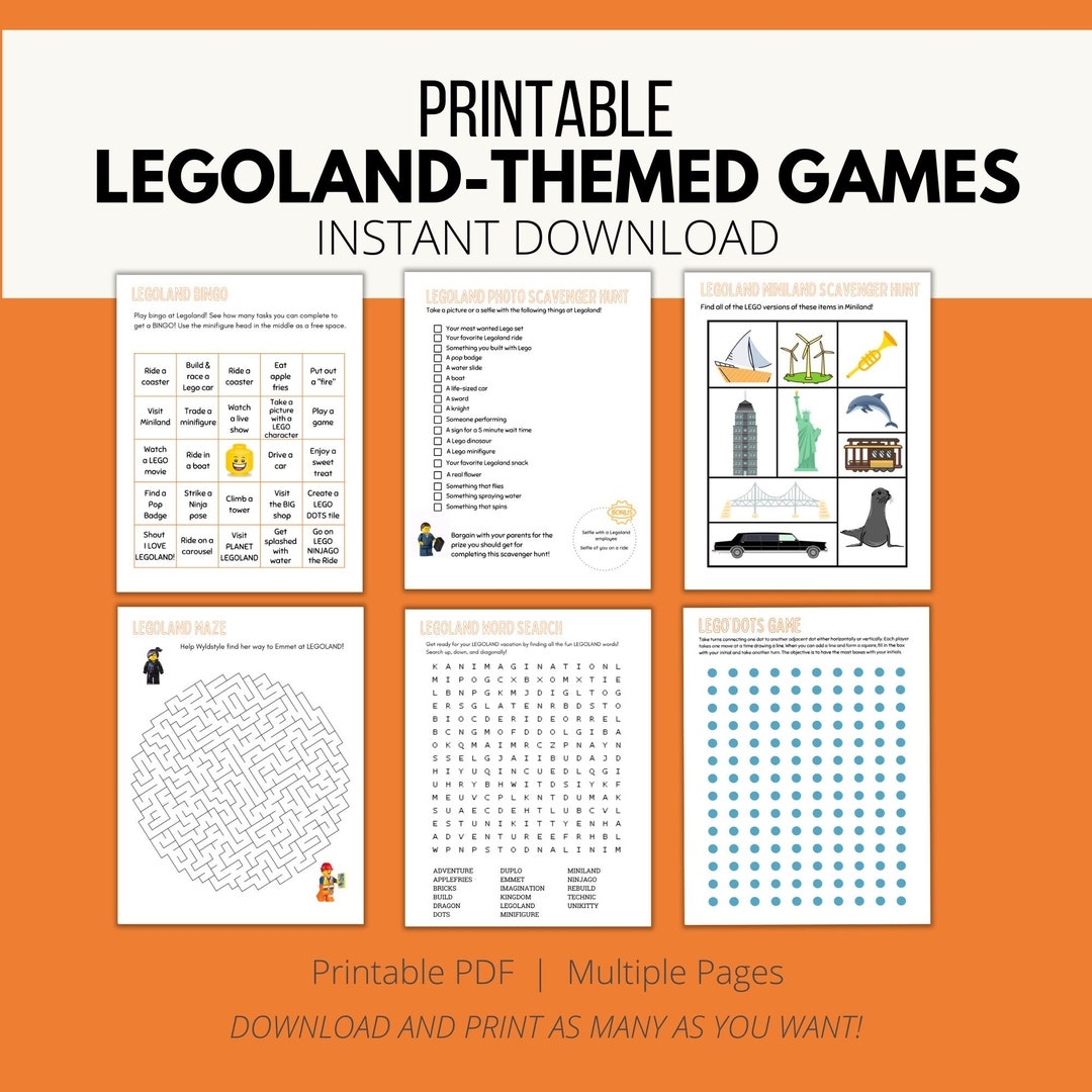 Printable LEGOLAND Games Activity Pack For Family Road Trip Flying 