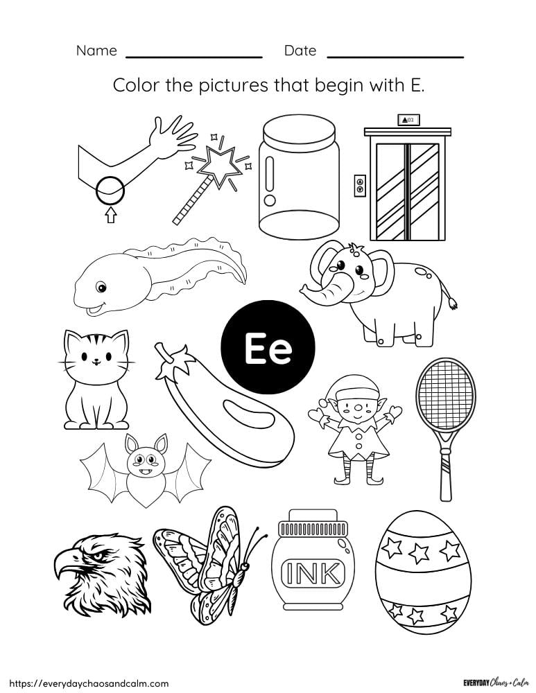 letter e activities printables