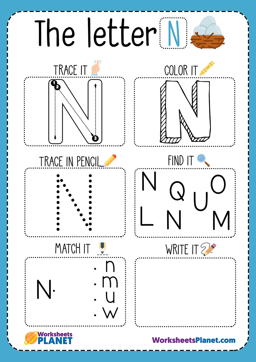 Printable Letter N Worksheets