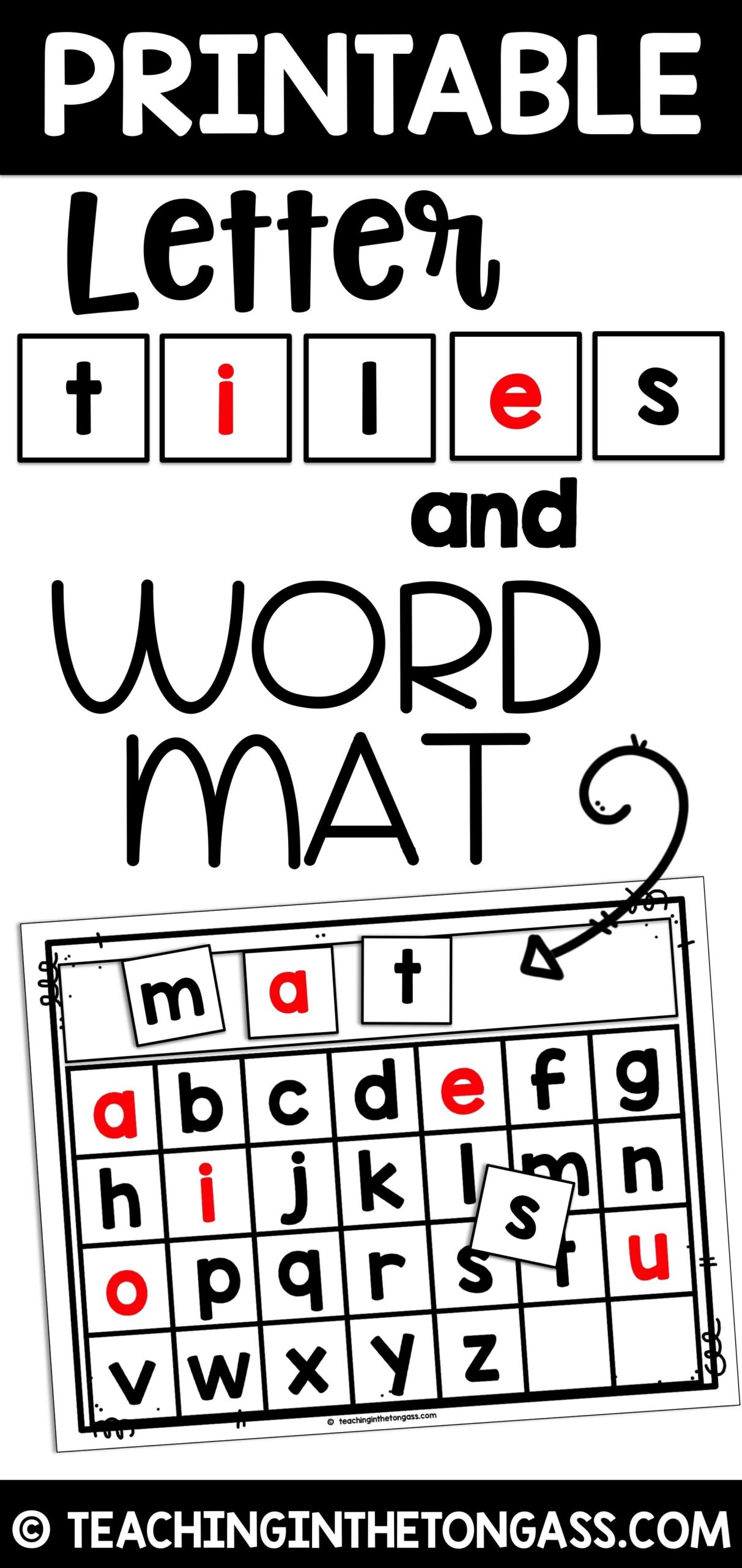 Printable Letter Tiles Word Work Building Mat CVC Sight Spelling 