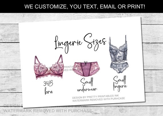 cute lingerie card template printable