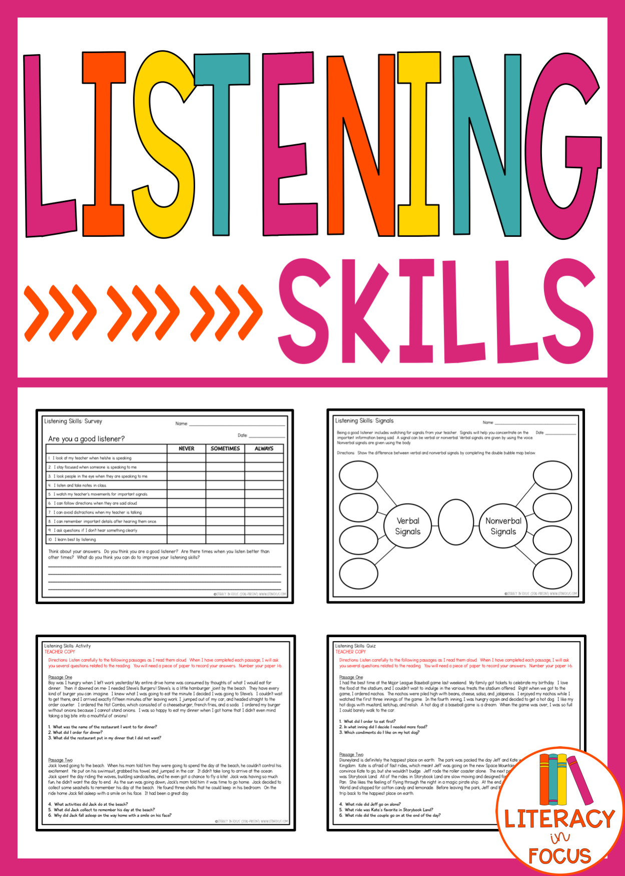 Printable Listening Activities For Students