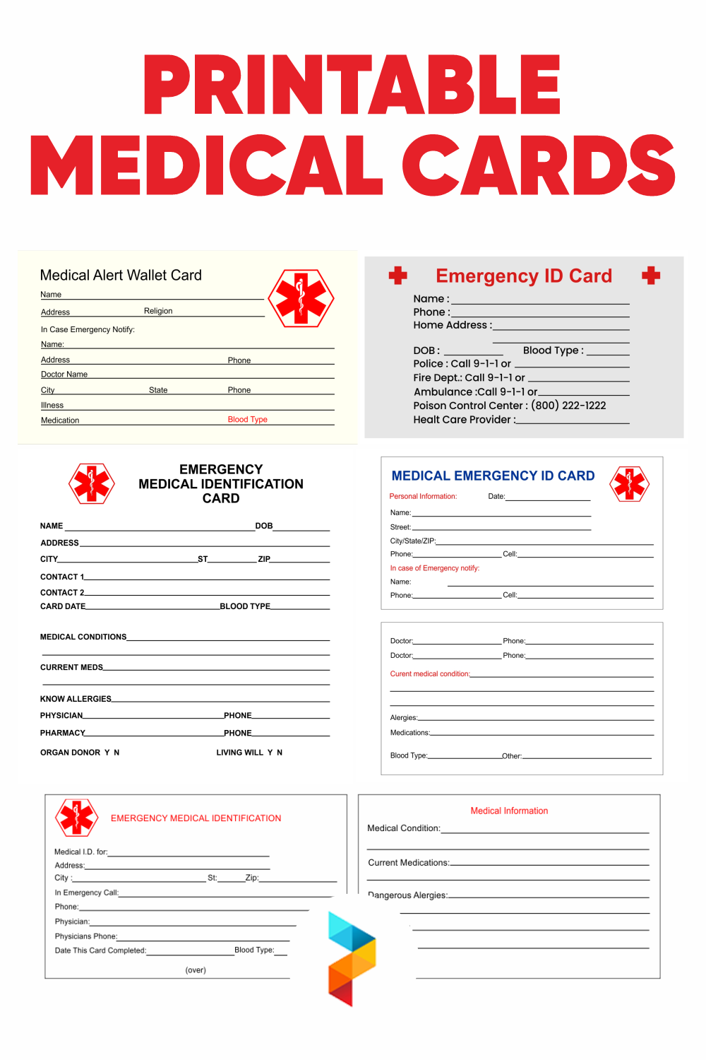 free printable medical id cards templates