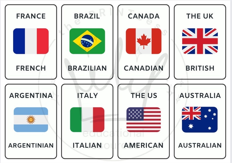 free printable nationality cards templates