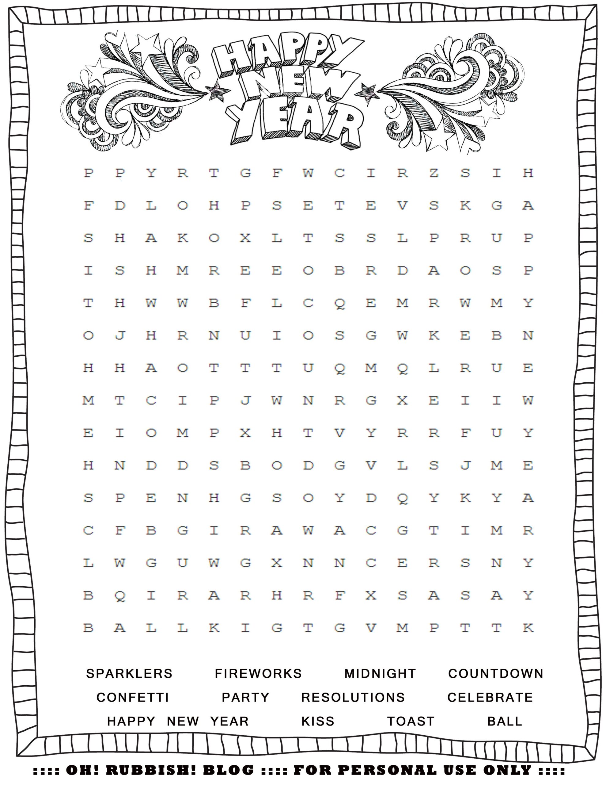 free printable new years activities