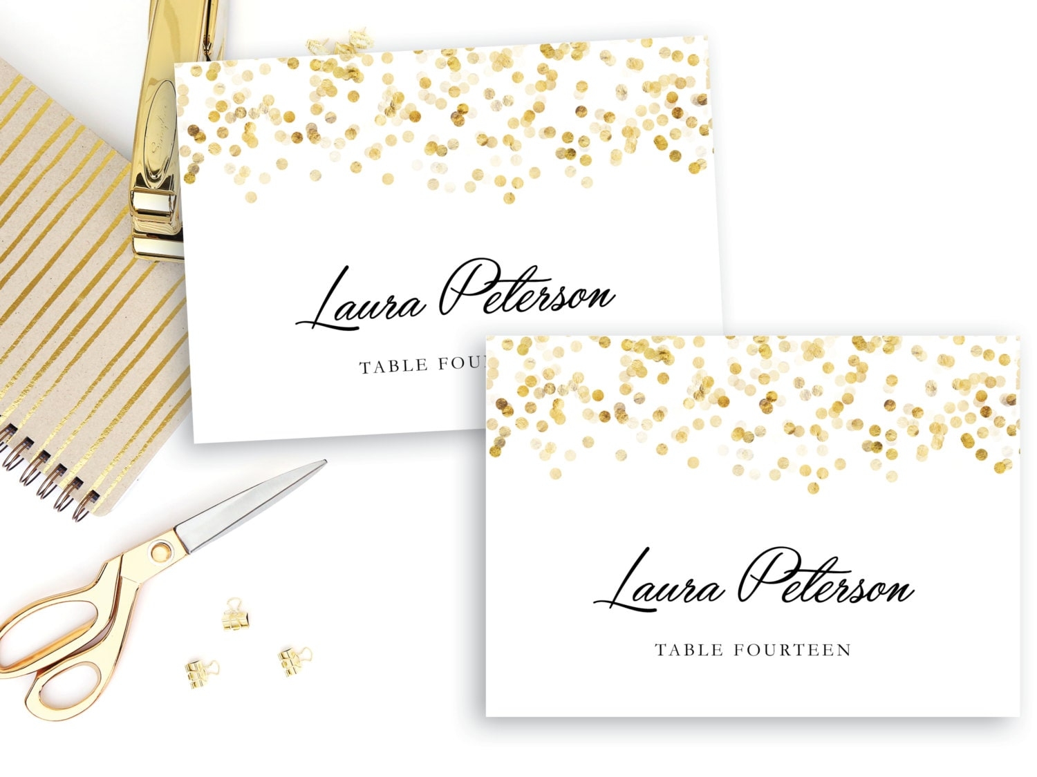 Printable Place Card Template Gold Confetti Place Cards
