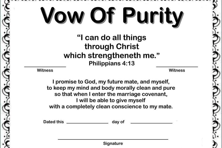 Printable Purity Pledge Certificate Printable Word Searches