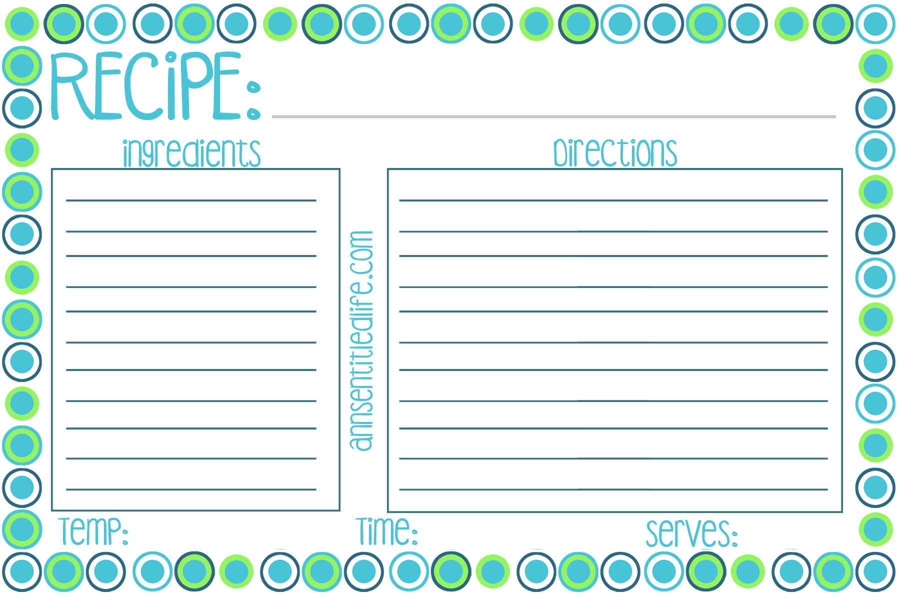 Printable Recipe Card Template