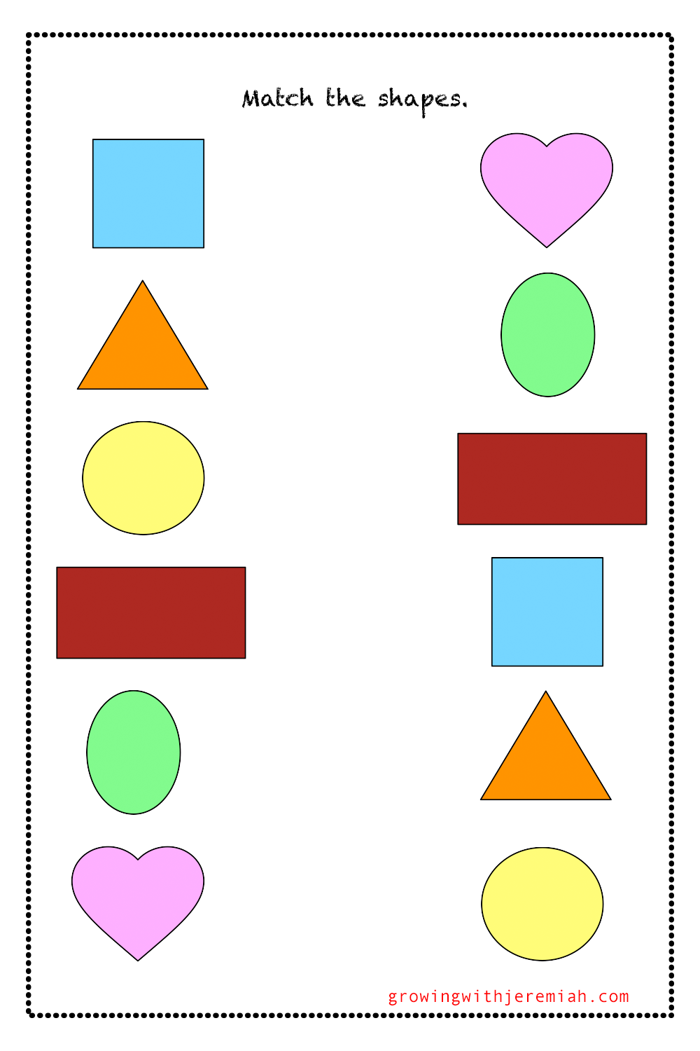 match printable activity for young boys