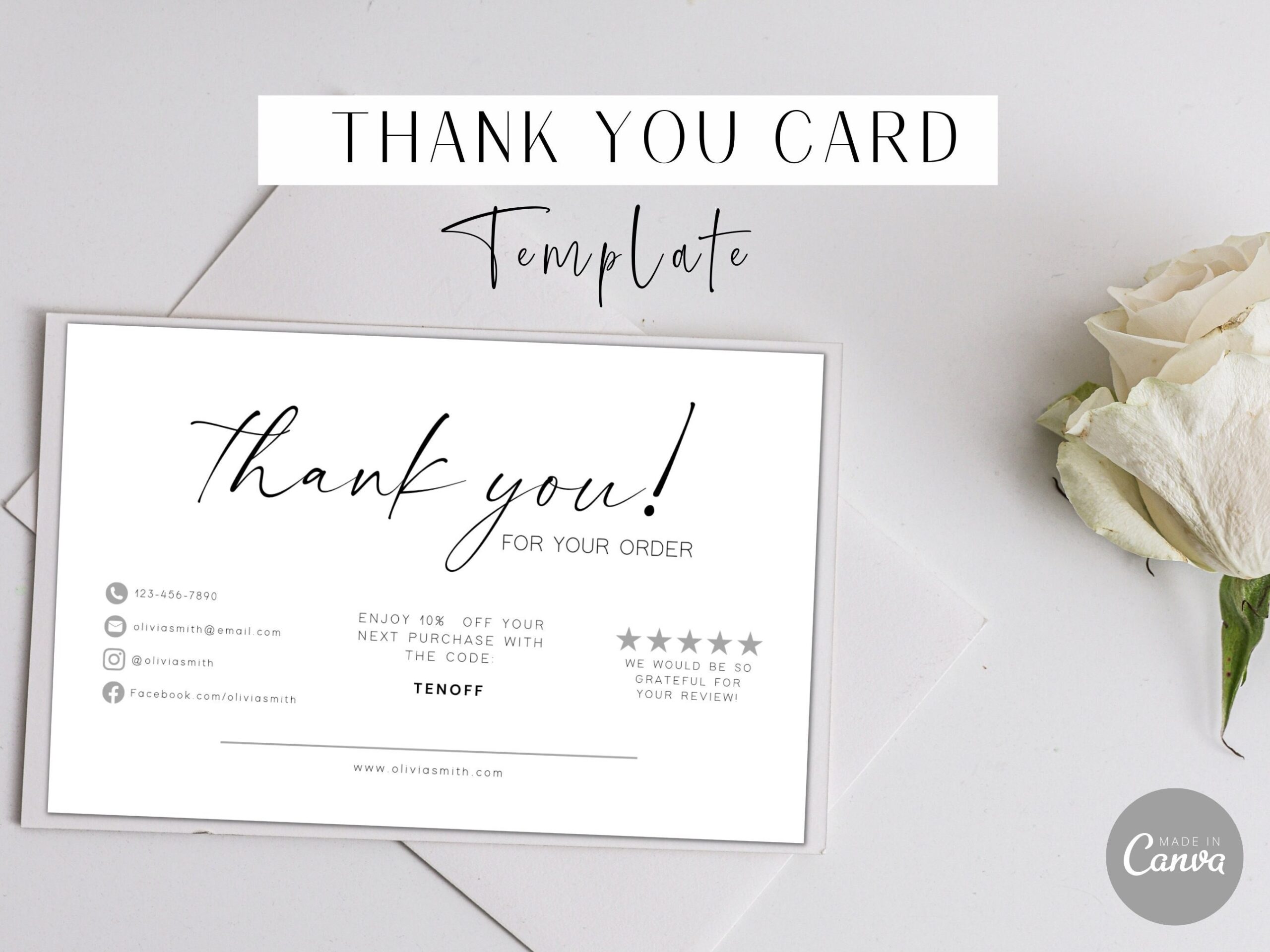 Printable Simple Business Thank You Card Template Edit On Etsy