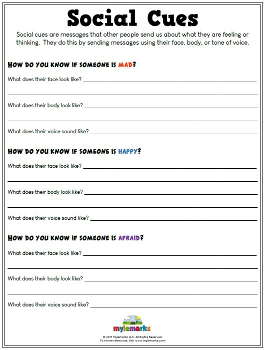 Printable Social Skills Activities Worksheets