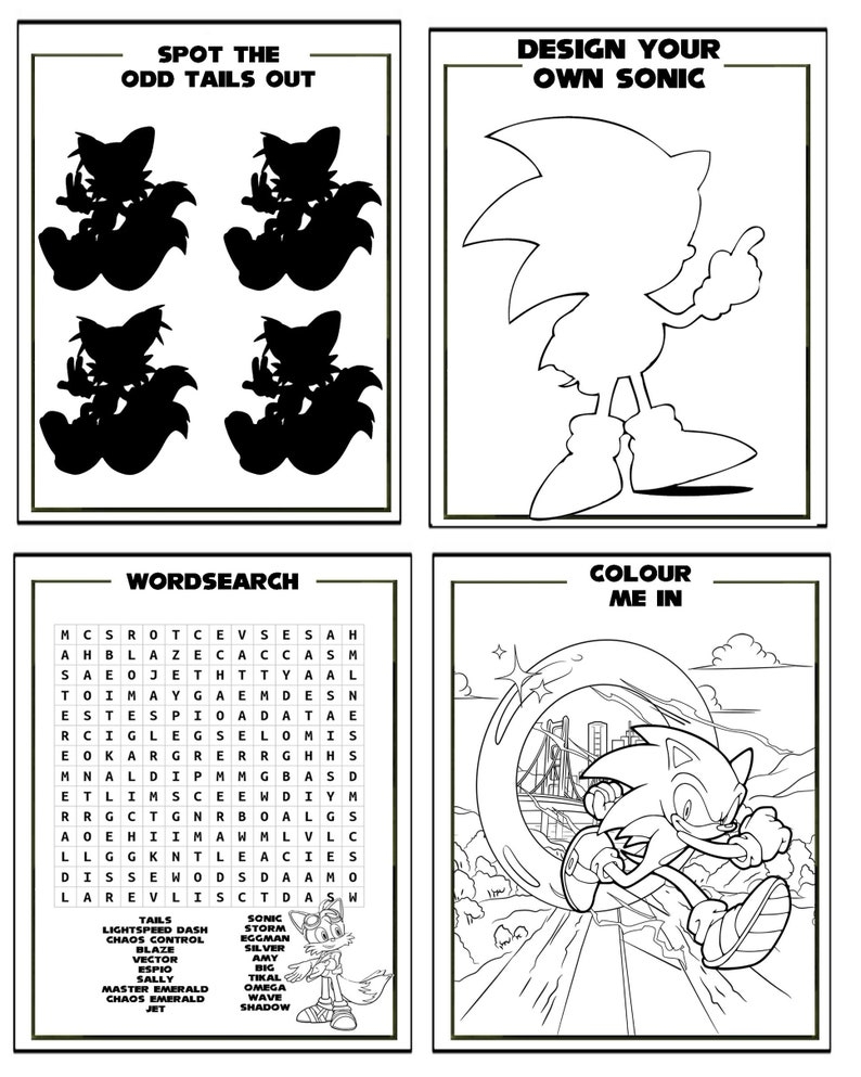 Printable Sonic The Hedgehog Worksheets