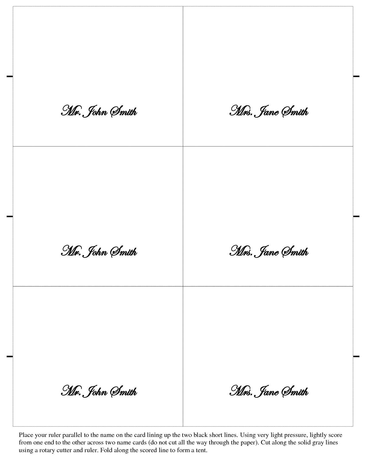 free printable place card template banquet