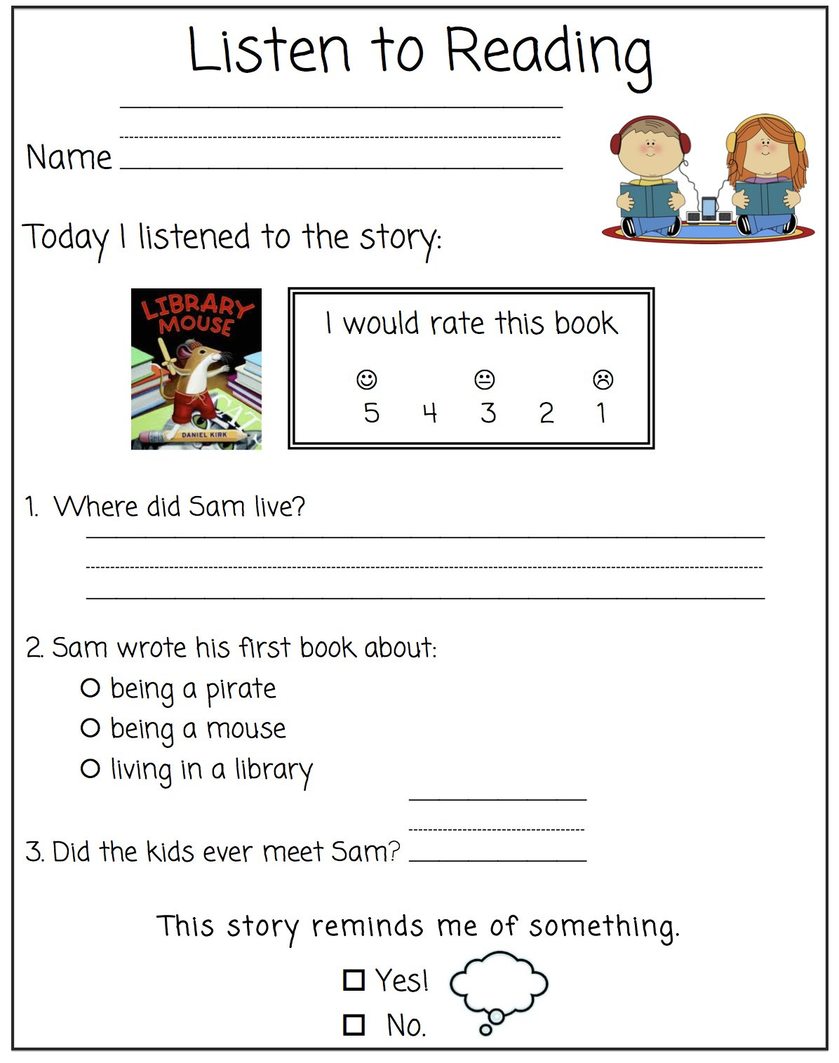 Printable Worksheets For Listening Skills