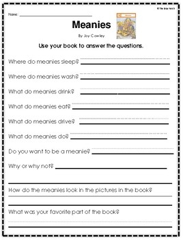  quot Meanies quot Activities For Reading Writing Comprehension By The Briar 