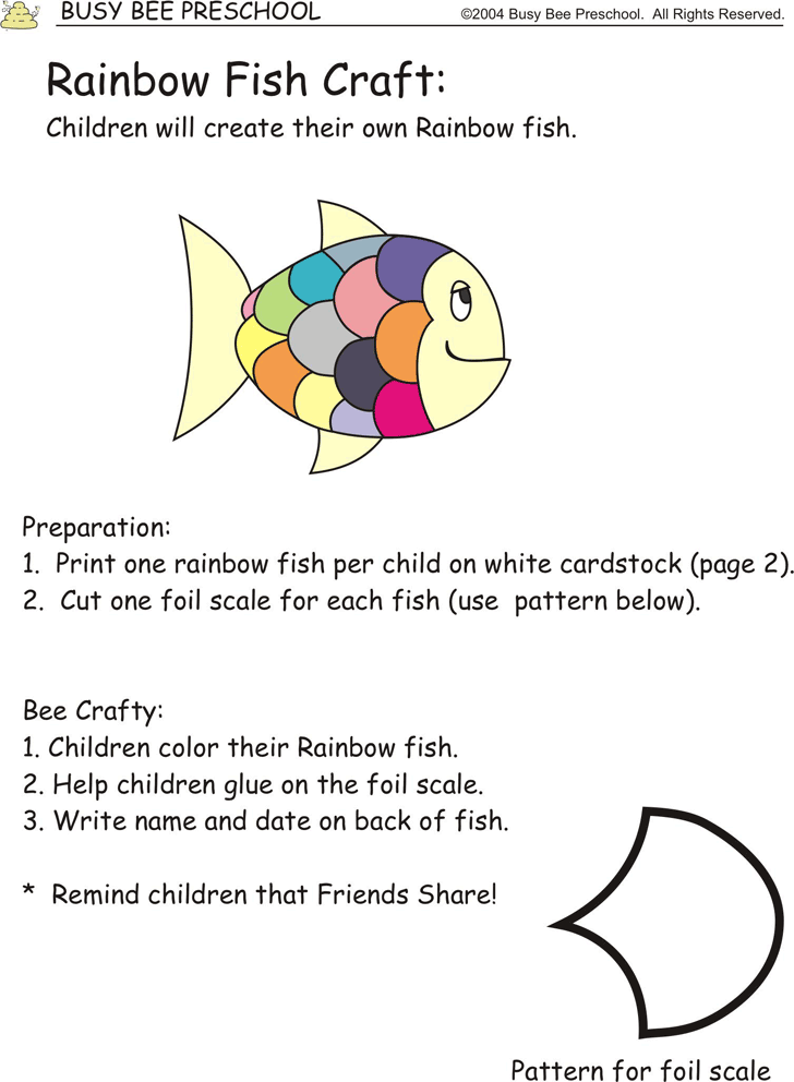 Rainbow Fish Activities Printables