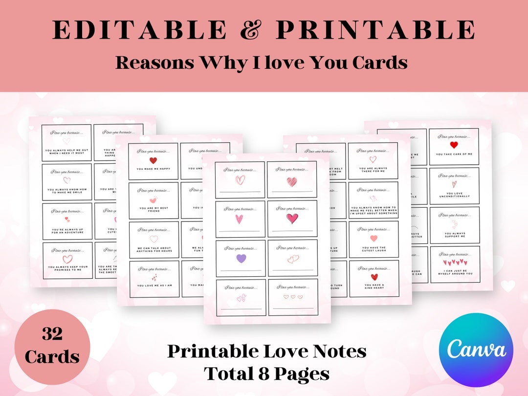 card templates printable reasons i love you