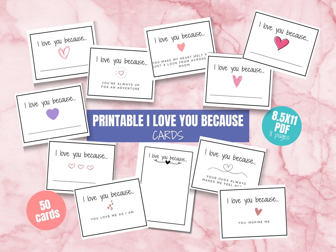 Reasons Why I Love You Cards Printable Love Notes Valentine 39 s Day 