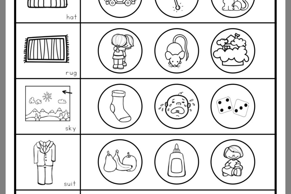 Rhyming Worksheets For Kindergarten