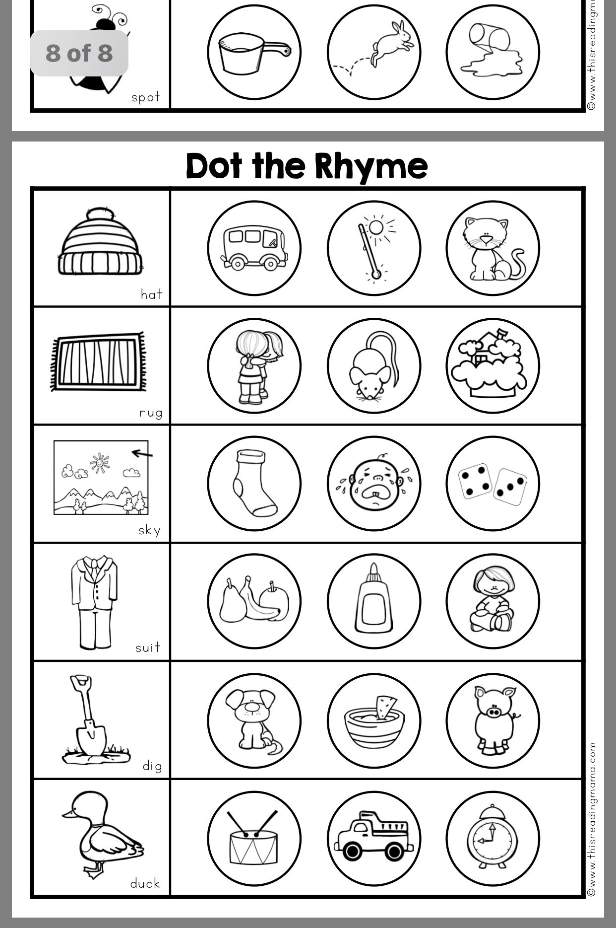 Rhyming Worksheets For Kindergarten