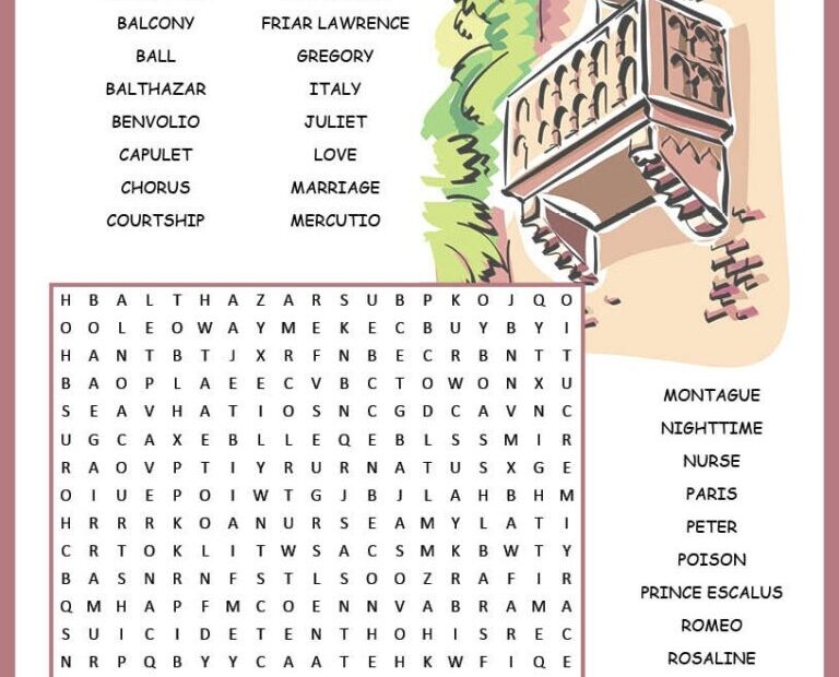 Romeo And Juliet Free Printable Worksheets Peggy Worksheets