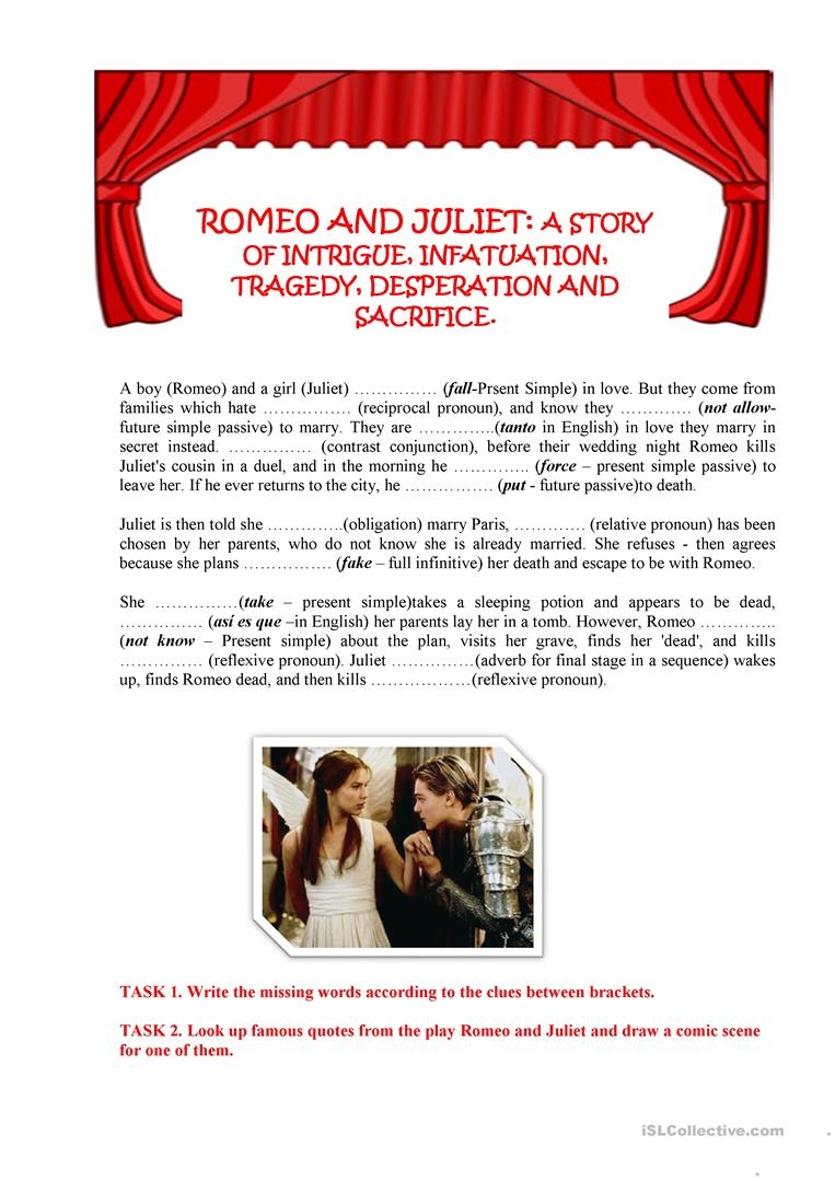 free printable romeo and juliet activity sheets