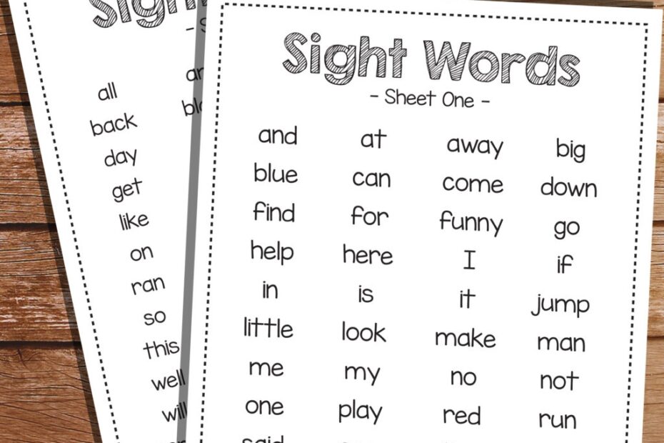 Sight Word Printables