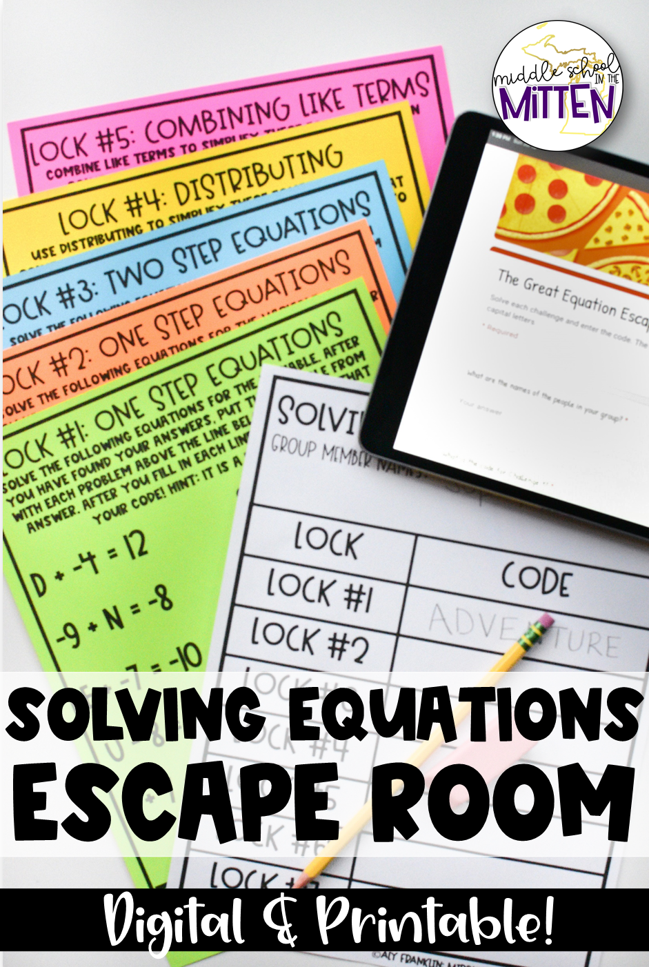 math escape room activity printable