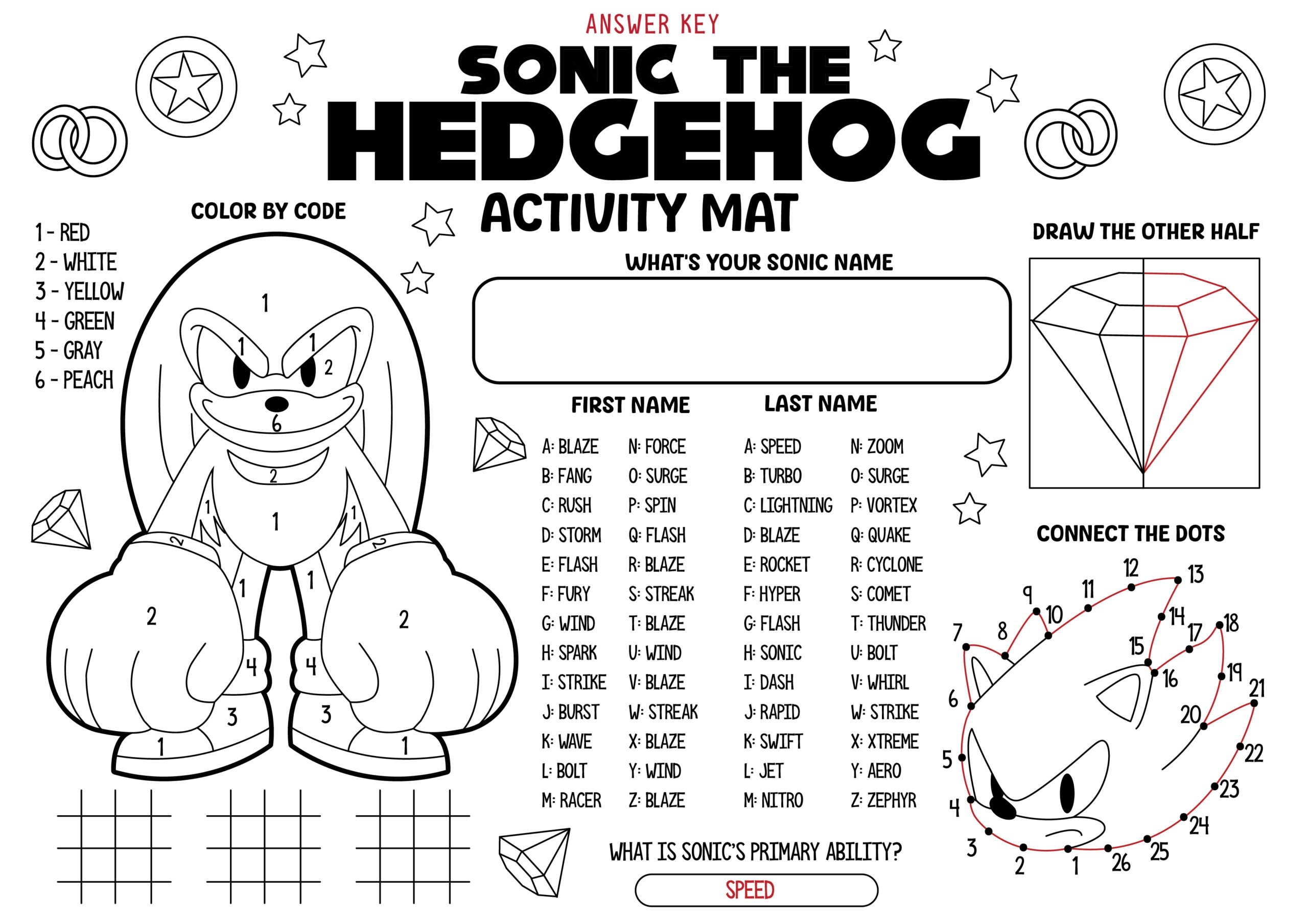 Sonic The Hedgehog Activity Mats Printable Love Peace Motherhood
