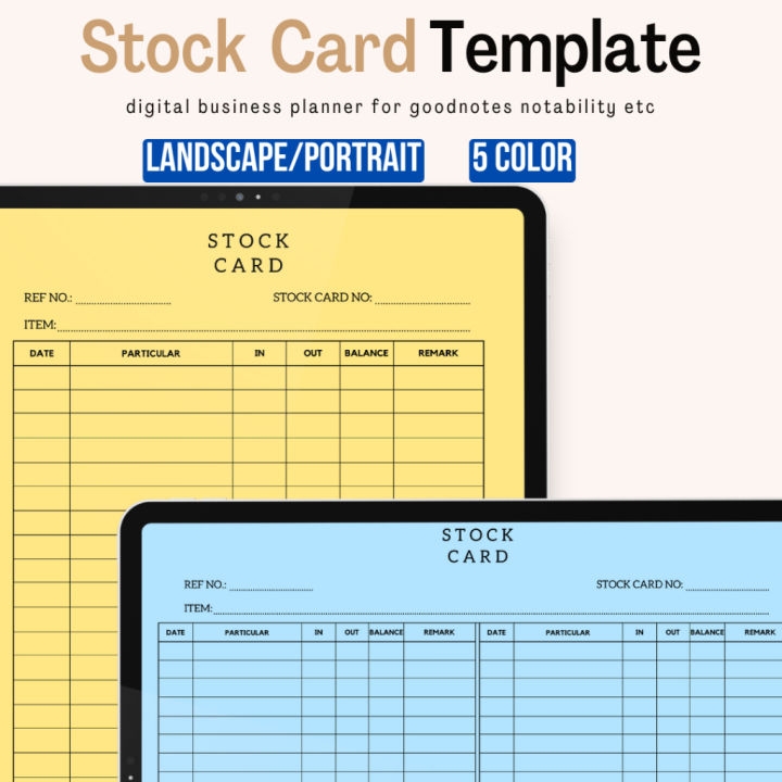  Template Stock Card Template Portrait Landscape Iventory Stock 