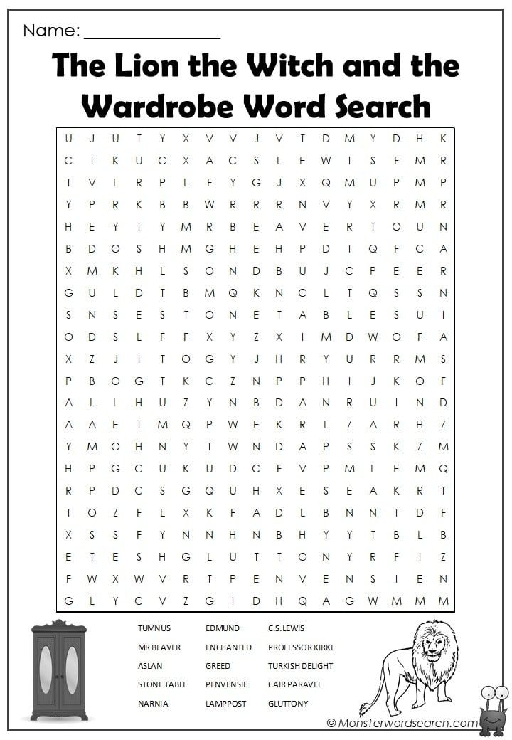 The Lion The Witch And The Wardrobe Word Search Figurative Language 