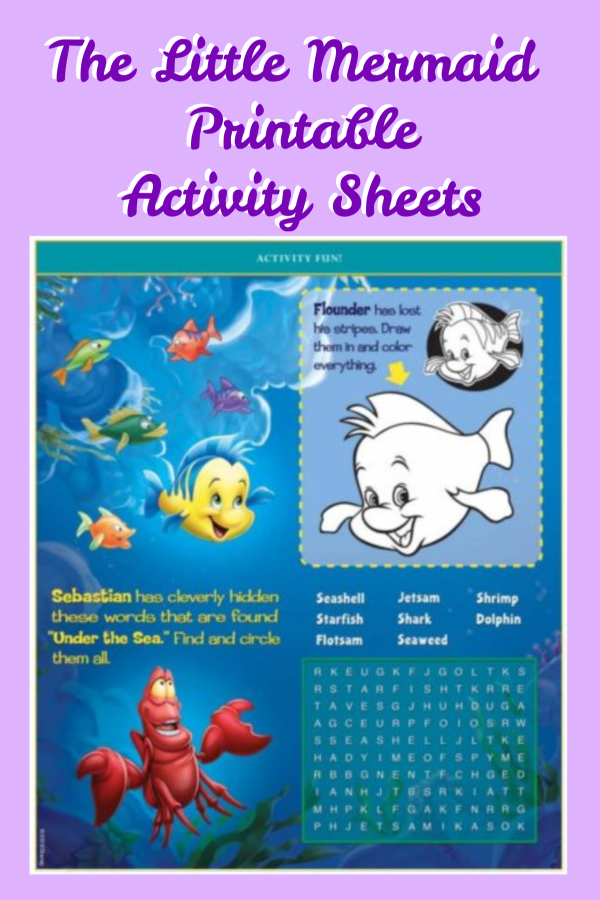 The Little Mermaid Printable Activity Sheets Jinxy Kids
