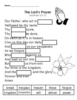 The Lord 39 s Prayer Activities By Anna Navarre TPT