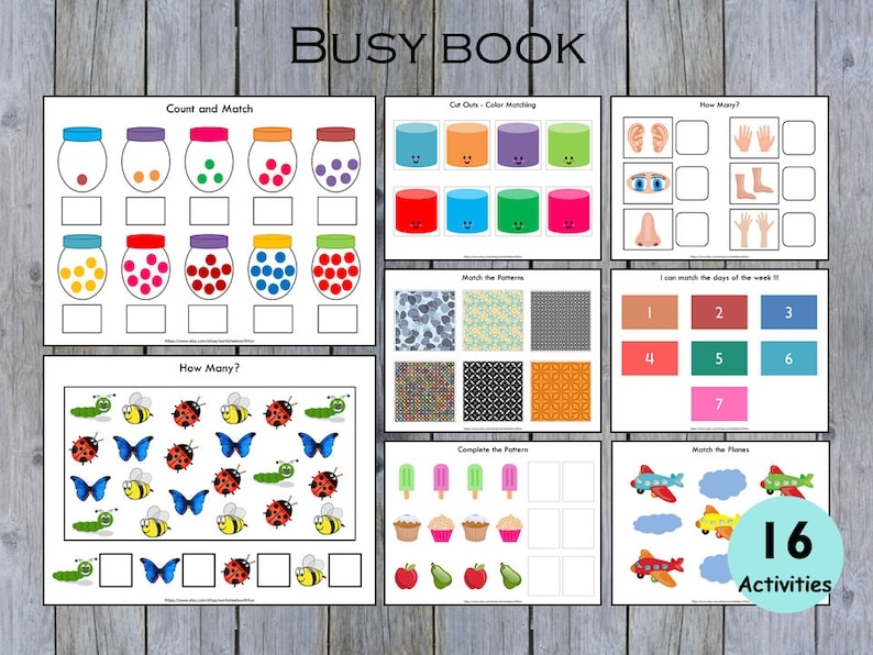 Toddler Busy Book Printable Preschool Activities Preschool Etsy