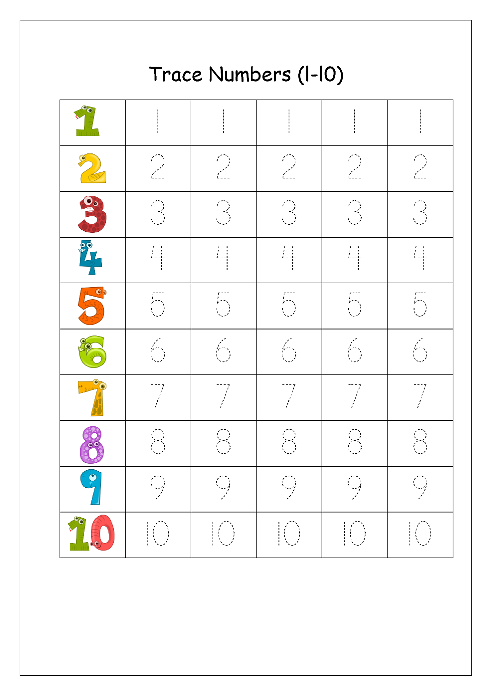 learn numbers activity printable