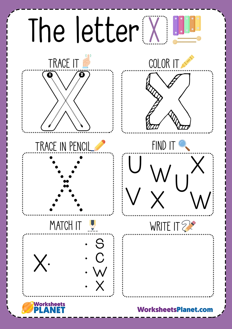 Tracing Letter X Worksheets