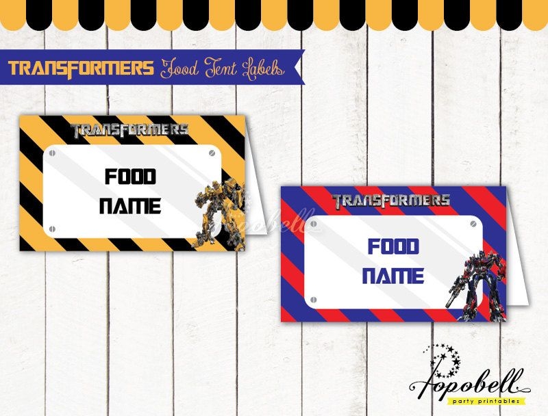 Transformers Food Tent Labels For Transformers By Popobell On Etsy 5